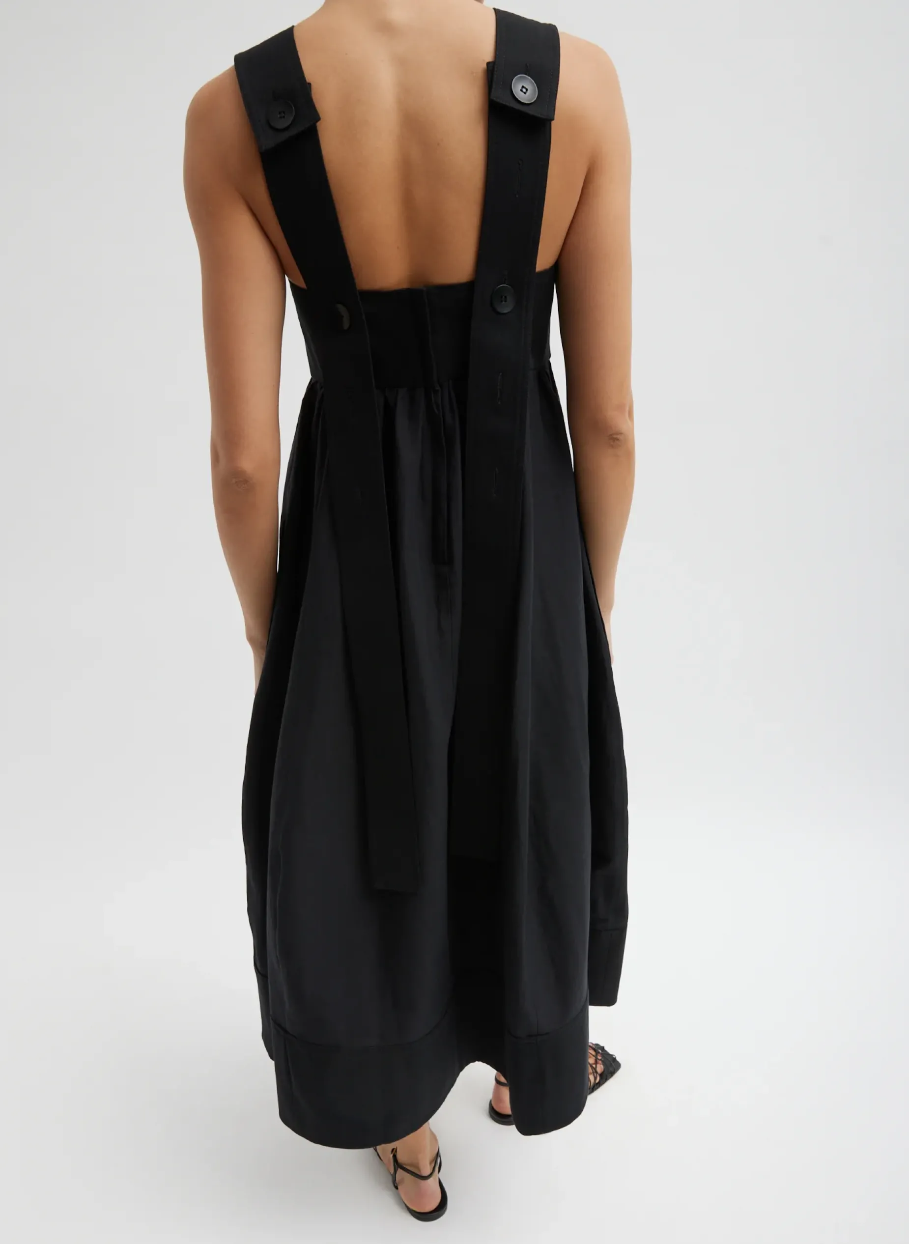 Dresses>Tibi Linen Cotton Voile Sculpted Dress Black