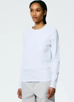 Knitwear & Sweatshirts>Tibi Long Sleeve Fitted T-Shirt White