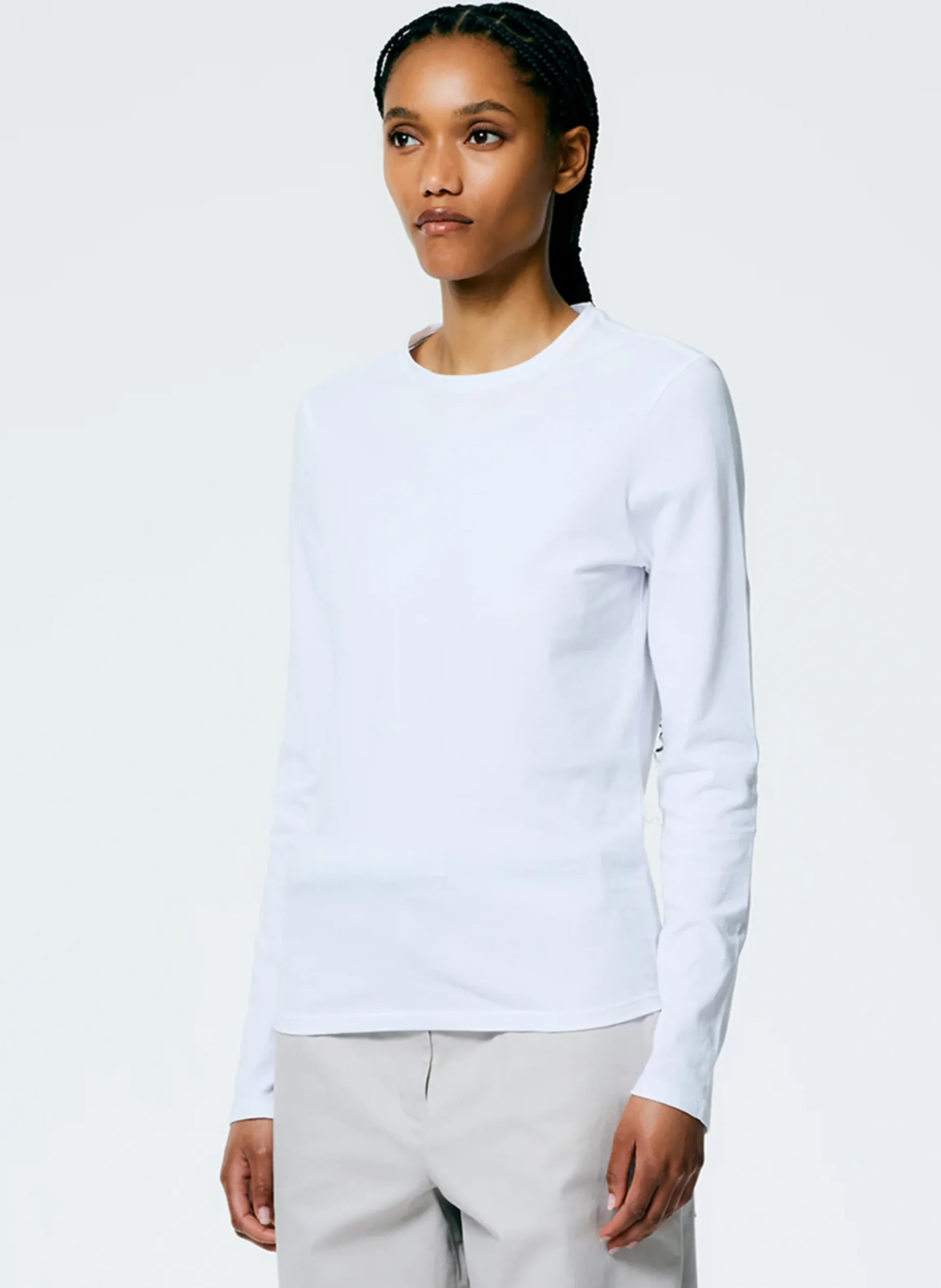 Knitwear & Sweatshirts>Tibi Long Sleeve Fitted T-Shirt White