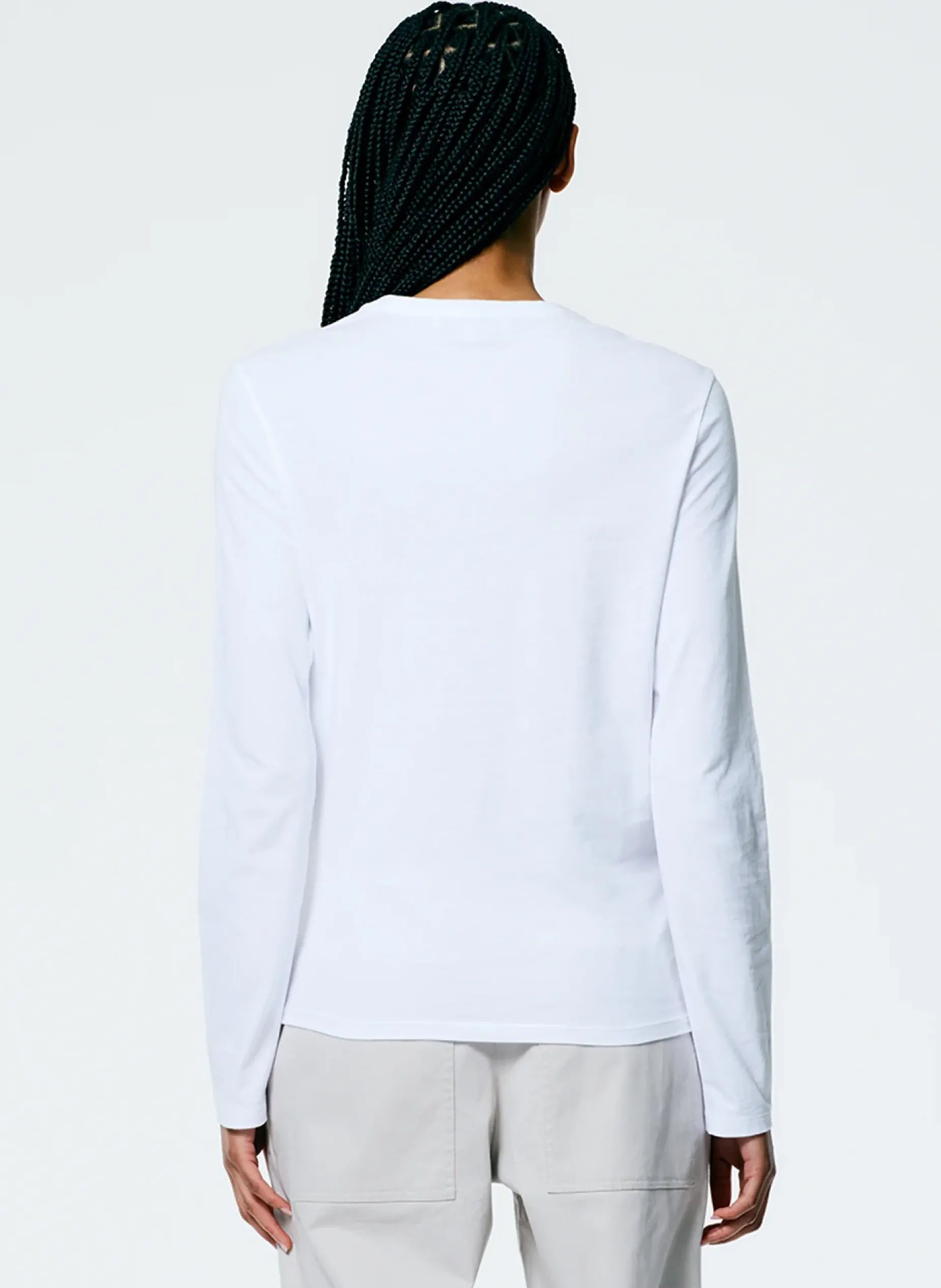 Knitwear & Sweatshirts>Tibi Long Sleeve Fitted T-Shirt White