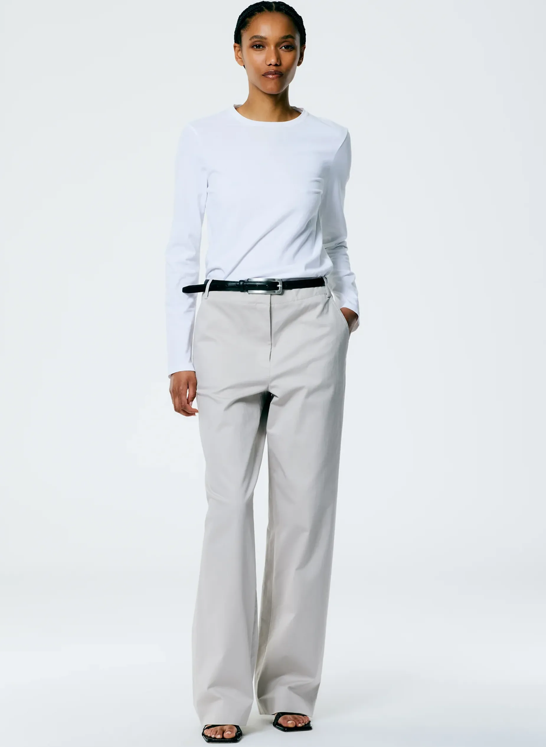 Knitwear & Sweatshirts>Tibi Long Sleeve Fitted T-Shirt White