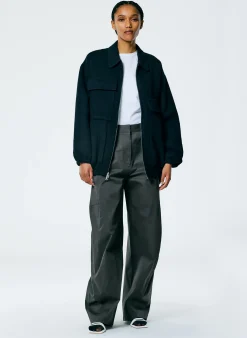 Jackets & Outerwear>Tibi Luxe Wool Angora Oversized Bomber Navy