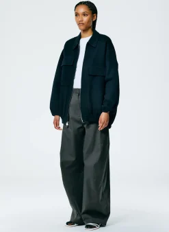 Jackets & Outerwear>Tibi Luxe Wool Angora Oversized Bomber Navy