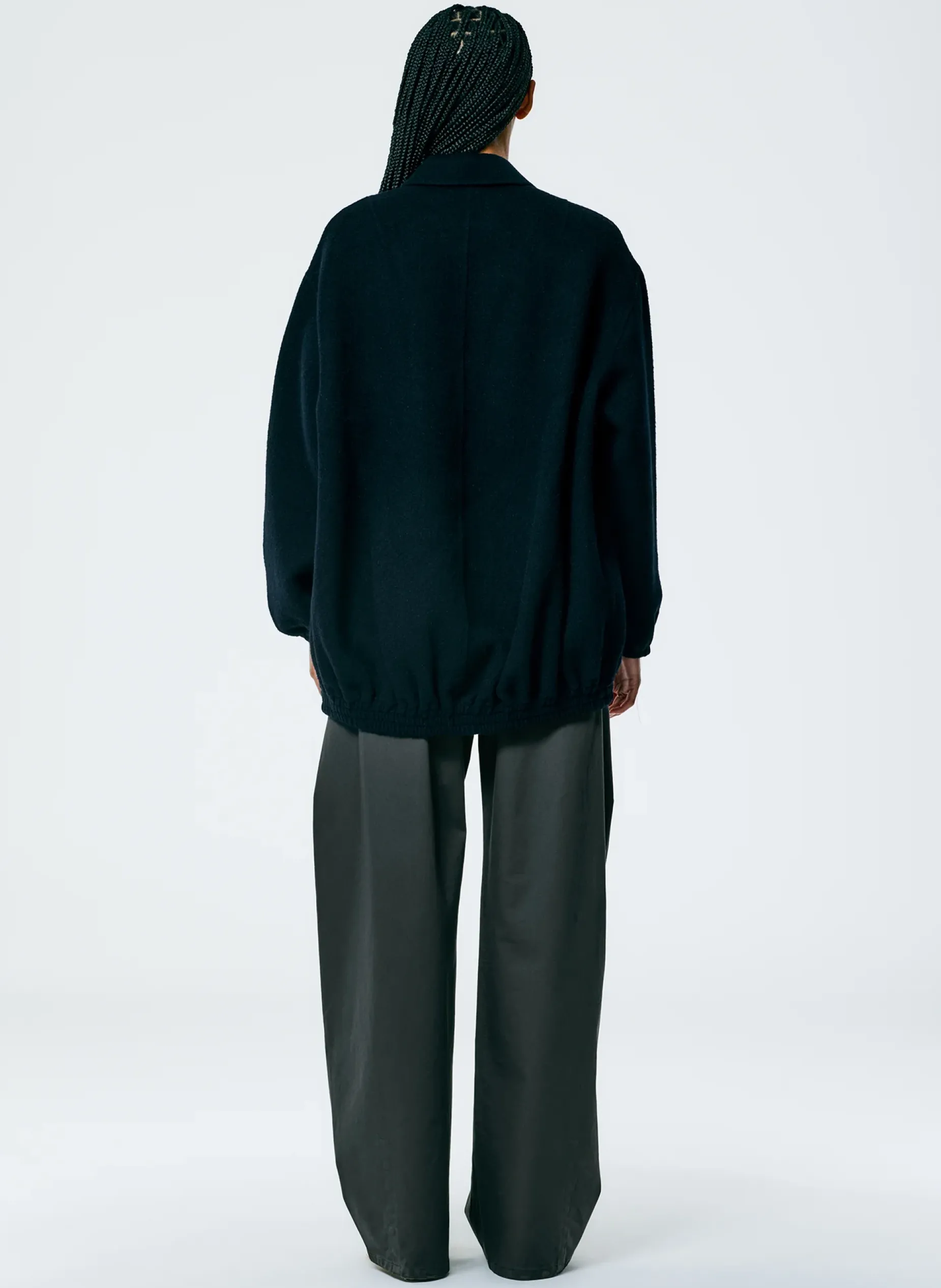 Jackets & Outerwear>Tibi Luxe Wool Angora Oversized Bomber Navy
