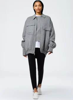 Jackets & Outerwear>Tibi Luxe Wool Angora Oversized Bomber Medium Heather Grey