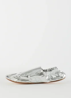 Flats>Tibi Metallic Mikhail Flat Silver