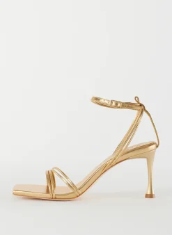 Heels|Sandals>Tibi Metallic Nappa Guy Sandal Gold