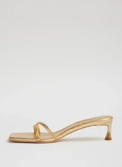 Heels|Sandals>Tibi Metallic Nappa Jim Sandal Gold