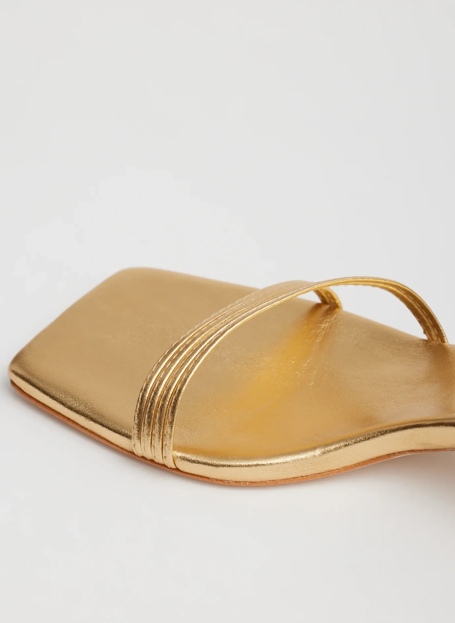 Heels|Sandals>Tibi Metallic Nappa Jim Sandal Gold