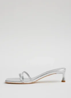 Heels|Sandals>Tibi Metallic Nappa Jim Sandal Silver