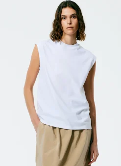 Tops|Fundamentals - WOFs>Tibi Mock Neck Sleeveless T-Shirt White