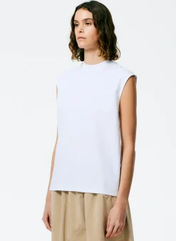 Tops|Fundamentals - WOFs>Tibi Mock Neck Sleeveless T-Shirt White