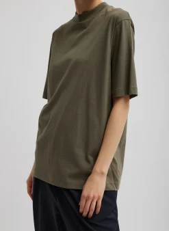 Tops|Fundamentals - WOFs>Tibi Mock Neck Unisex T-Shirt Dune