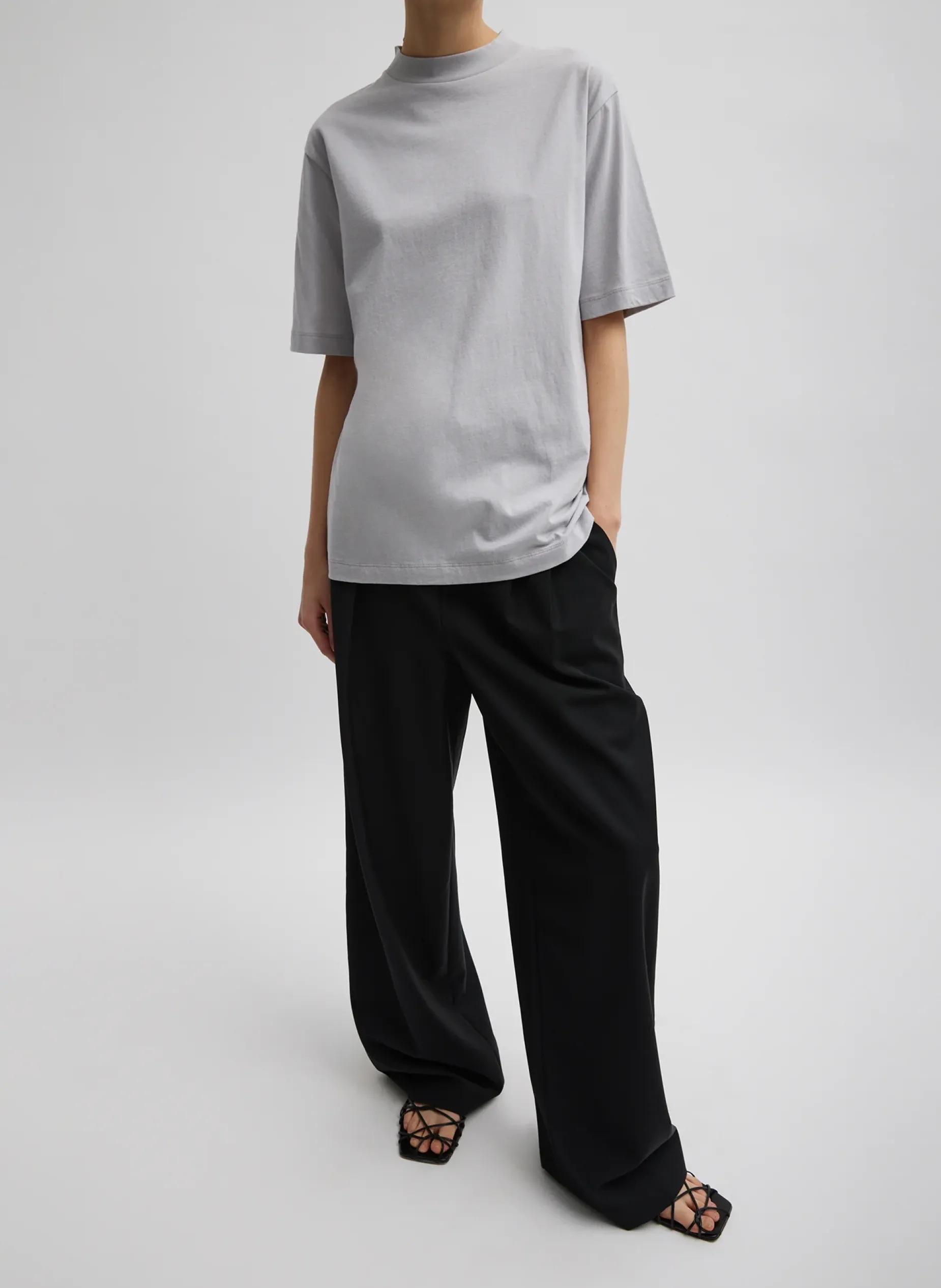 Tops|Fundamentals - WOFs>Tibi Mock Neck Unisex T-Shirt Greystone
