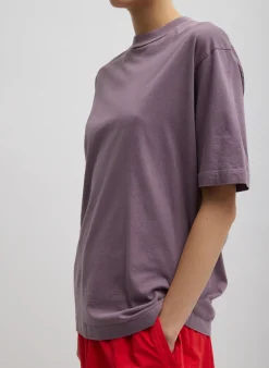 Tops|Fundamentals - WOFs>Tibi Mock Neck Unisex T-Shirt Plum-Ish