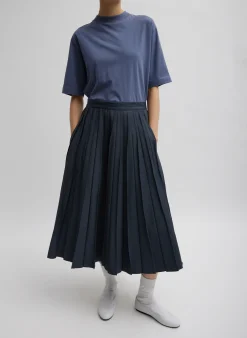 Tops|Fundamentals - WOFs>Tibi Mock Neck Unisex T-Shirt Dusty Navy