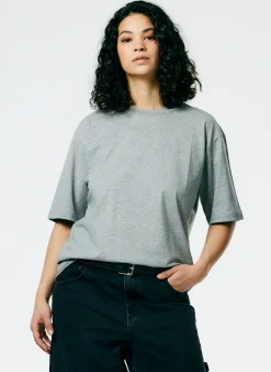 Tops|Fundamentals - WOFs>Tibi Mock Neck Unisex T-Shirt Heather Grey