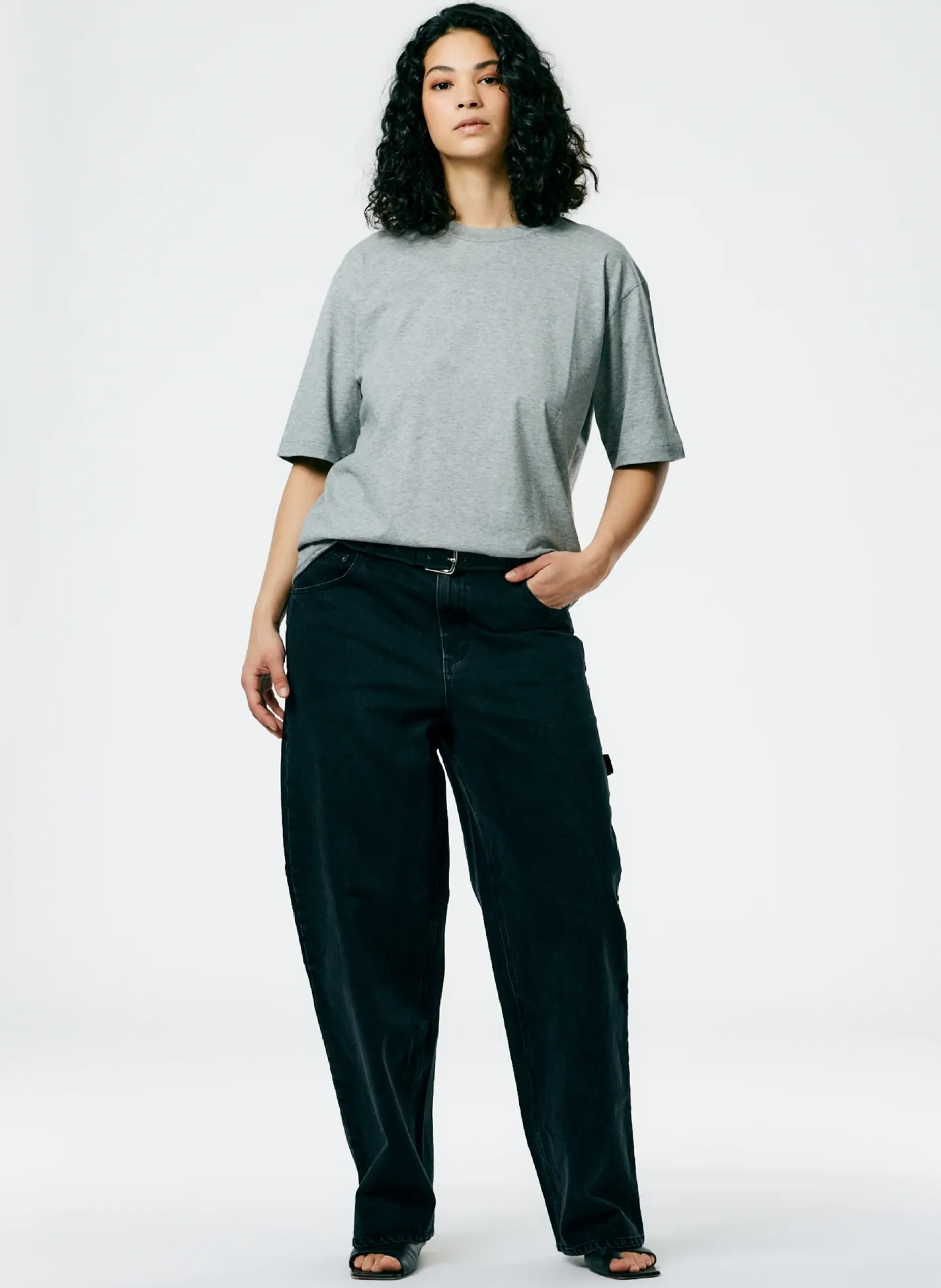 Tops|Fundamentals - WOFs>Tibi Mock Neck Unisex T-Shirt Heather Grey