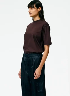 Tops|Fundamentals - WOFs>Tibi Mock Neck Unisex T-Shirt Brown