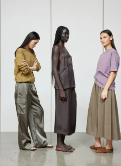 Skirts|Fundamentals - WOFs>Tibi Nylon Asymmetrical Balloon Skirt Dark Taupe