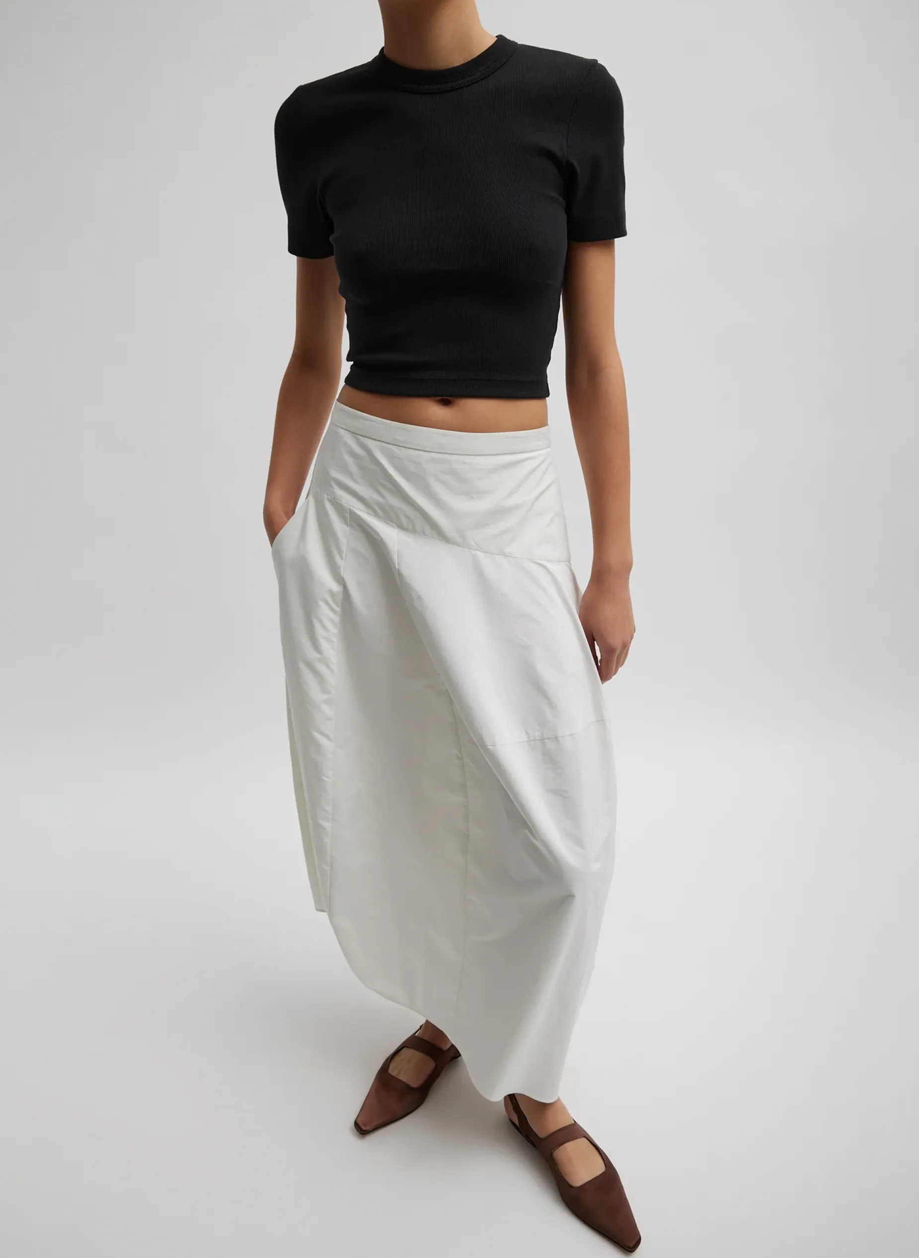 Skirts|Fundamentals - WOFs>Tibi Nylon Asymmetrical Balloon Skirt White