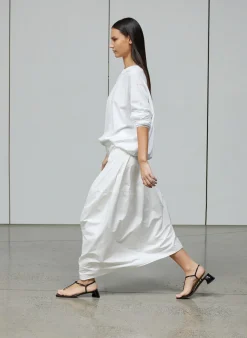 Skirts|Fundamentals - WOFs>Tibi Nylon Asymmetrical Balloon Skirt White