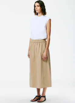 Skirts|Fundamentals - WOFs>Tibi Nylon Pull On Full Skirt Tan