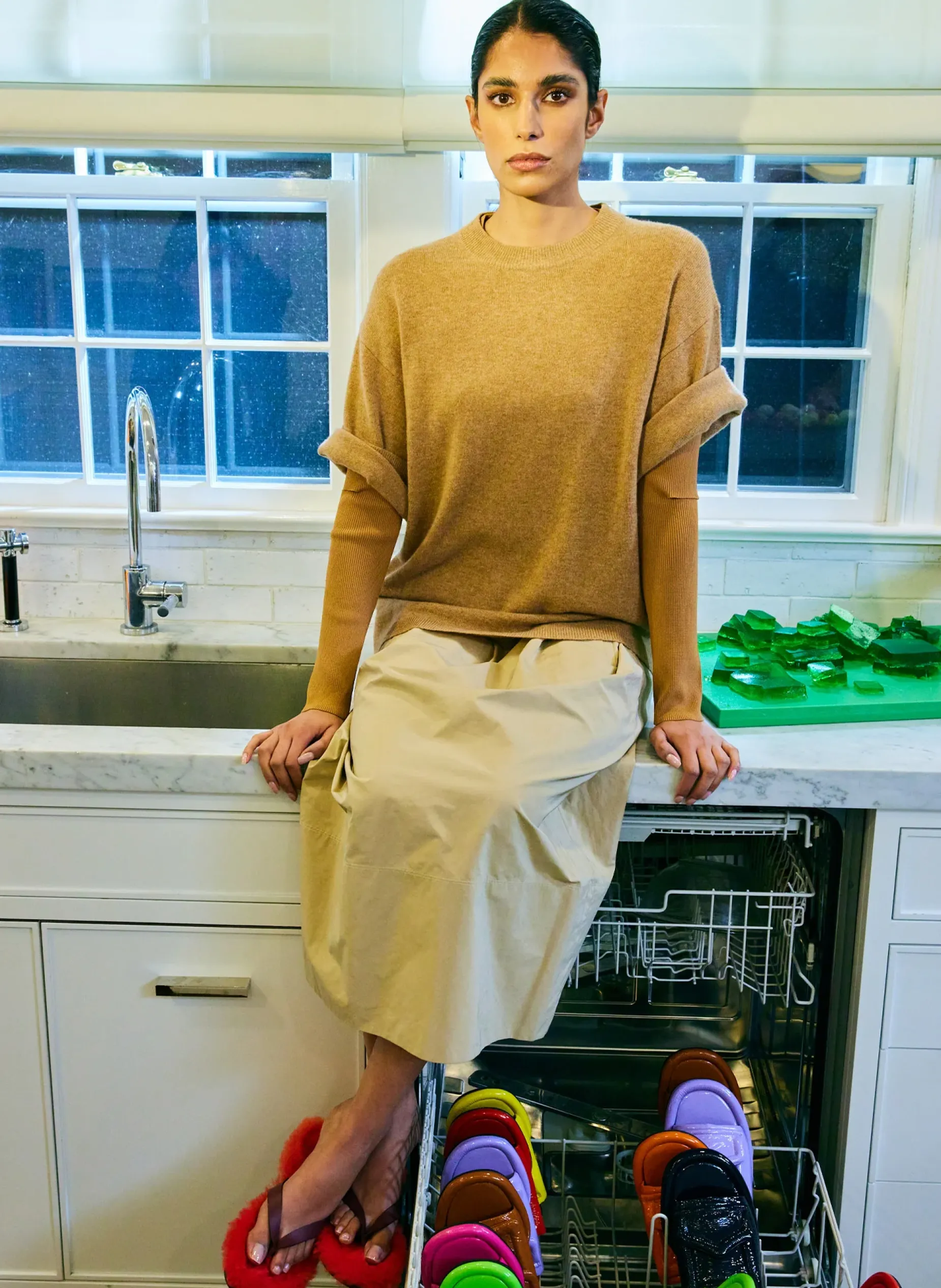 Skirts|Fundamentals - WOFs>Tibi Nylon Pull On Full Skirt Tan