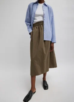 Skirts|Fundamentals - WOFs>Tibi Nylon Pull On Full Skirt Dark Taupe