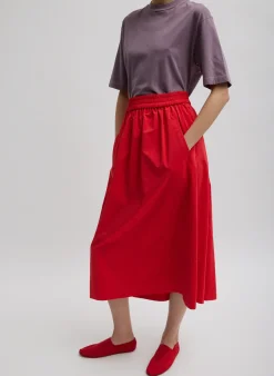 Skirts|Fundamentals - WOFs>Tibi Nylon Pull On Full Skirt Red