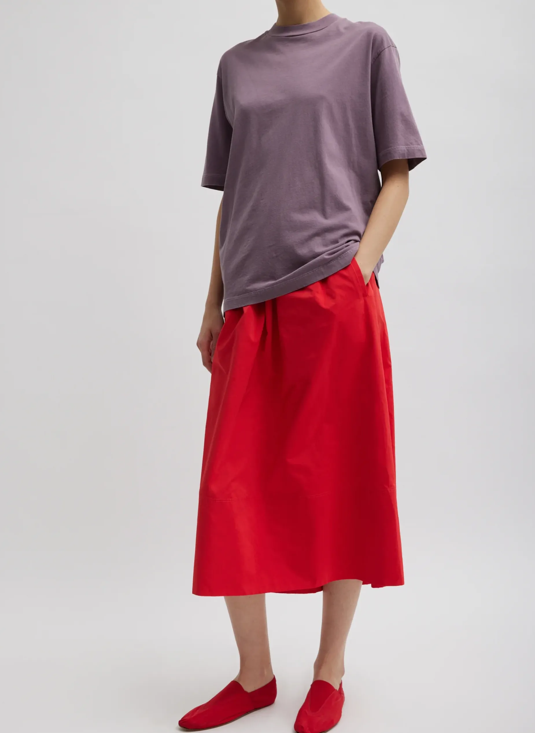 Skirts|Fundamentals - WOFs>Tibi Nylon Pull On Full Skirt Red