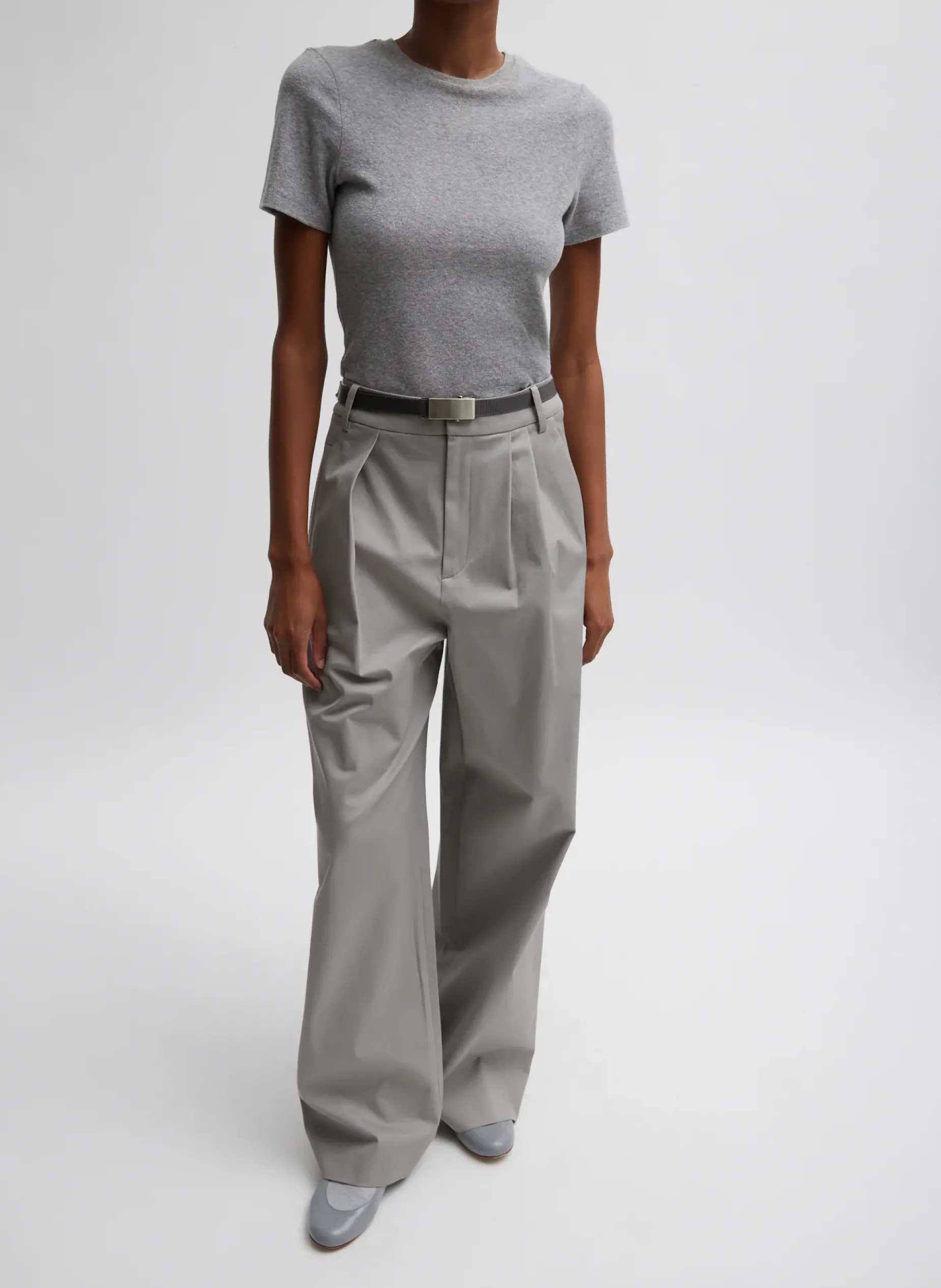 Suits|Pants & Shorts>Tibi Oliver Cotton Stretch Tricotine Stella Pant Grey Moon