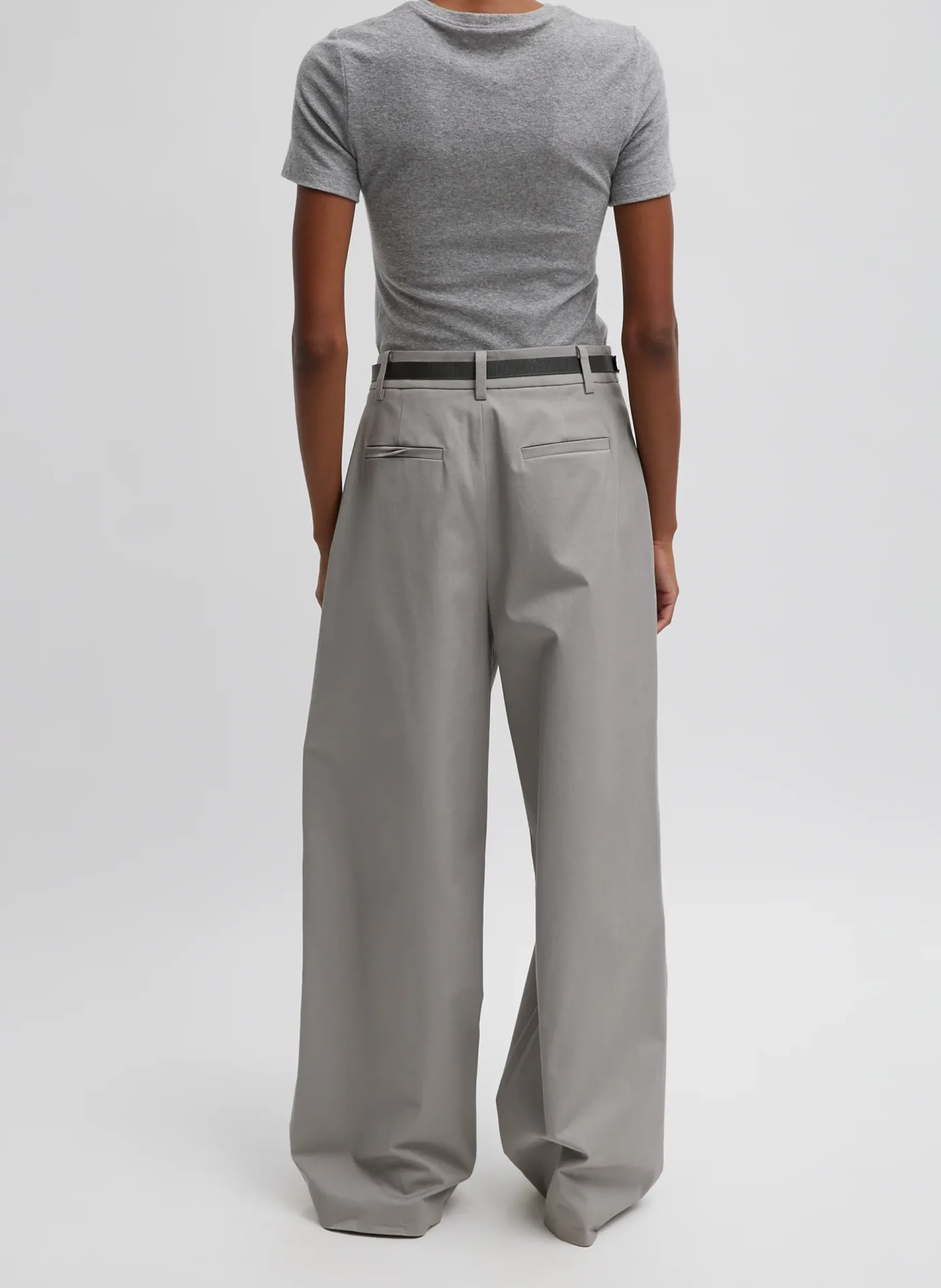 Suits|Pants & Shorts>Tibi Oliver Cotton Stretch Tricotine Stella Pant Grey Moon