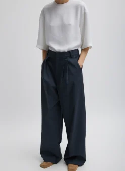 Suits|Pants & Shorts>Tibi Oliver Cotton Stretch Tricotine Stella Pant Slate Blue