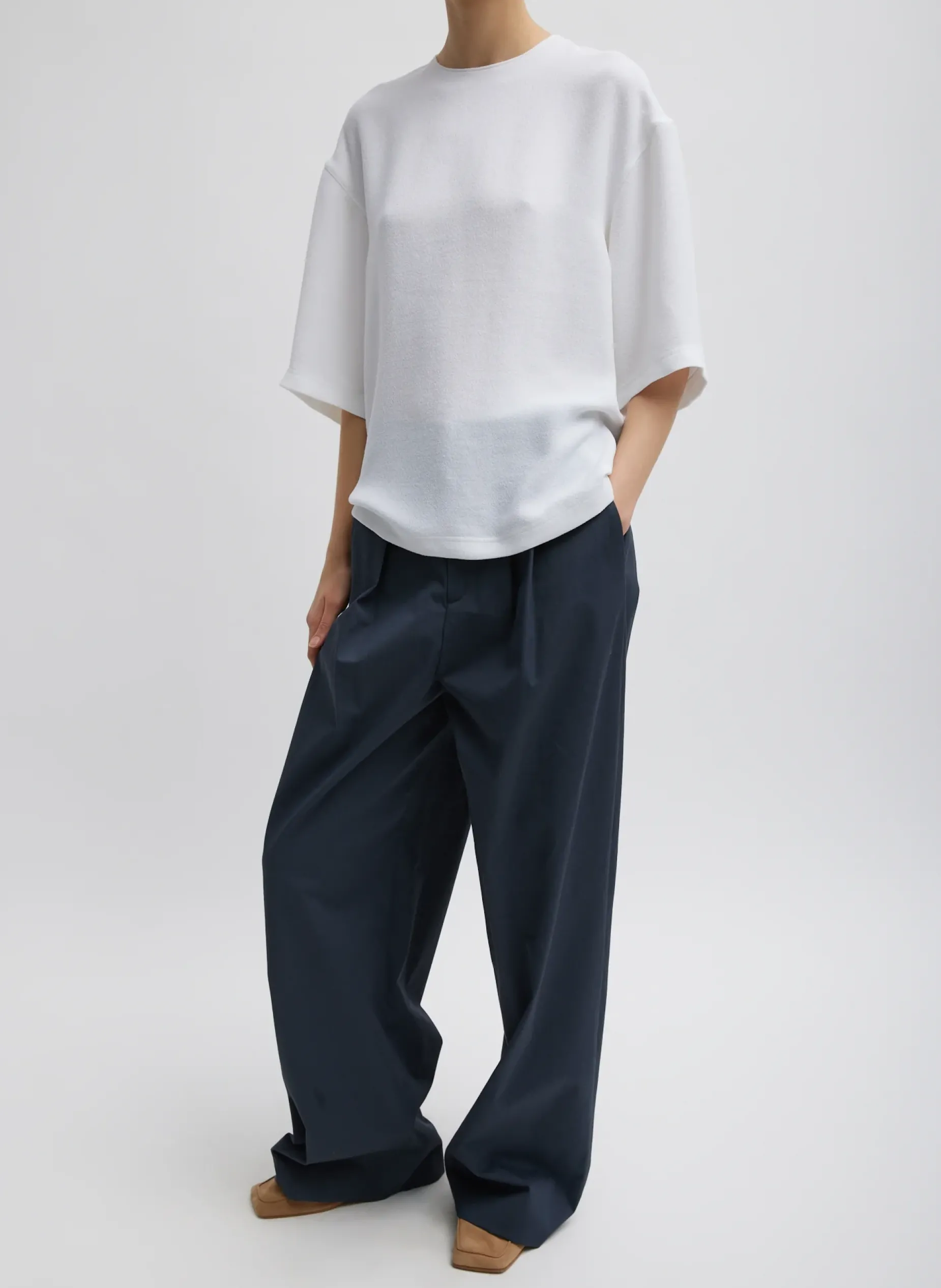 Suits|Pants & Shorts>Tibi Oliver Cotton Stretch Tricotine Stella Pant Slate Blue