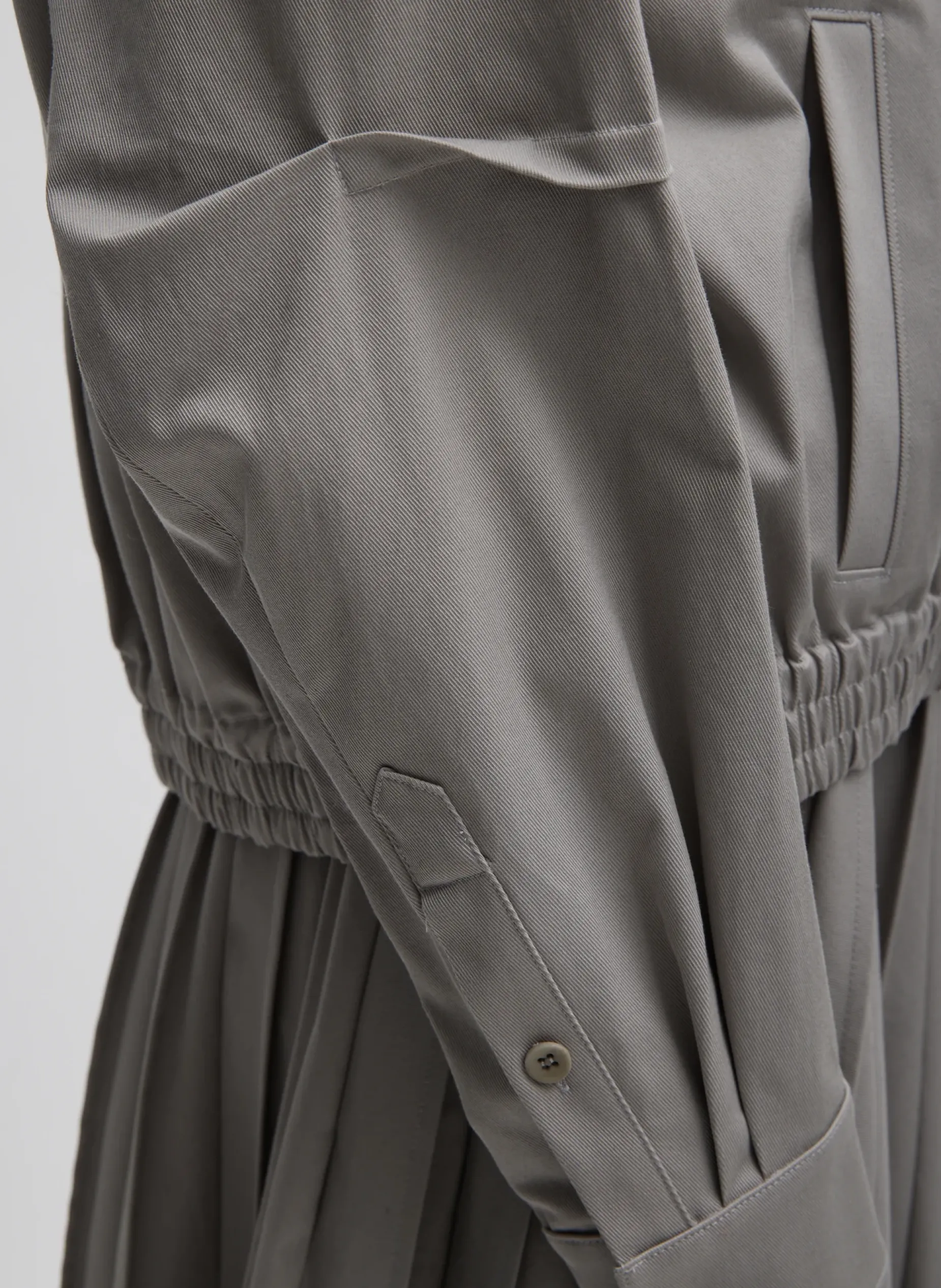 Jackets & Outerwear|Curated Closets>Tibi Oliver Cotton Stretch Tricotine Bomber Grey Moon