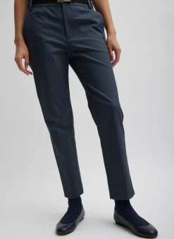 Suits|Pants & Shorts>Tibi Oliver Cotton Stretch Tricotine Lennon Ankle Pant Slate Blue