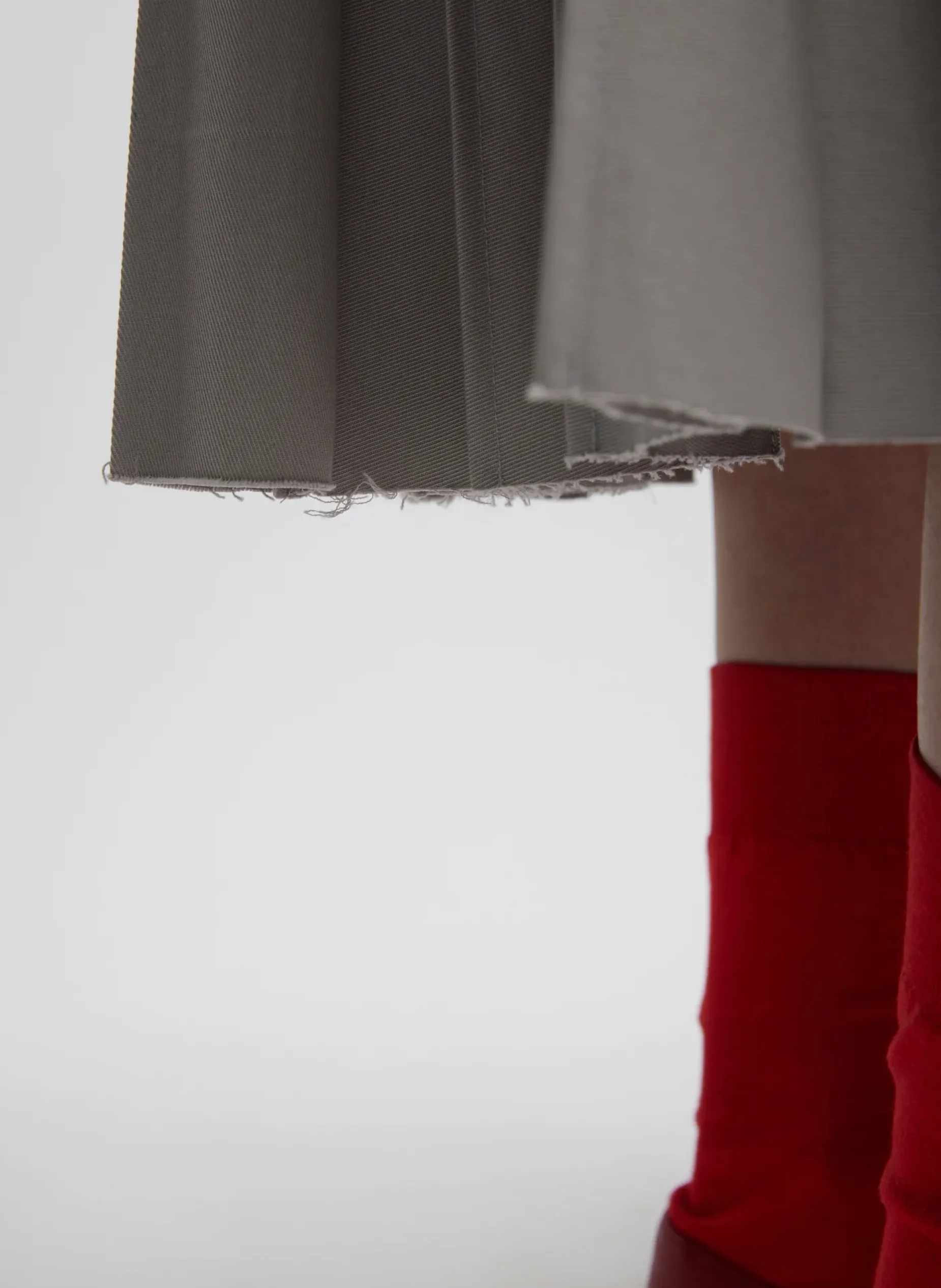 Skirts>Tibi Oliver Cotton Stretch Tricotine Pintucked Skirt Grey Moon