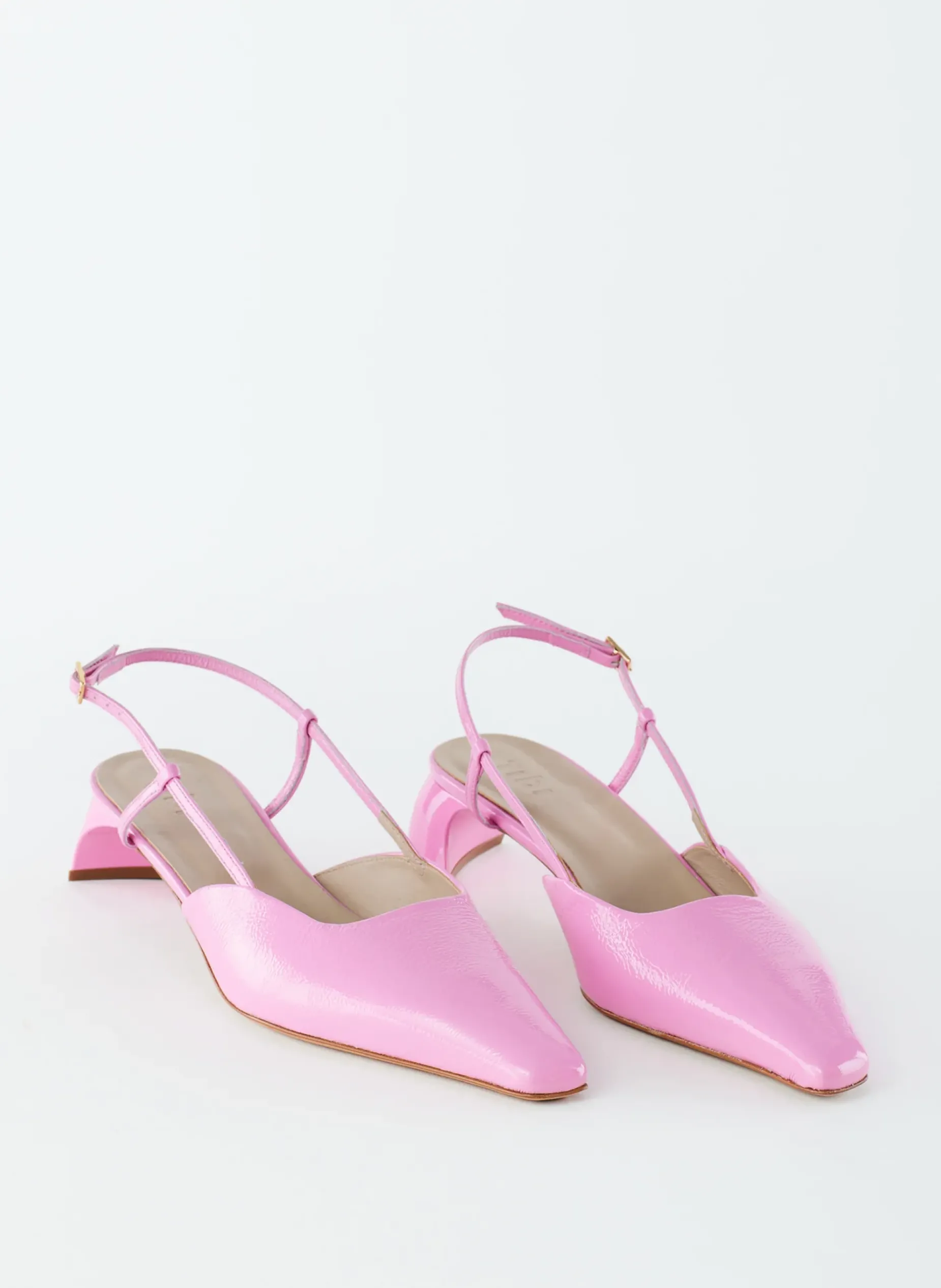 Heels>Tibi Patent Leather Oscar Slingback Baby Pink