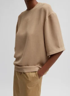 Tops>Tibi Pebble Sable Easy T-Shirt Granola