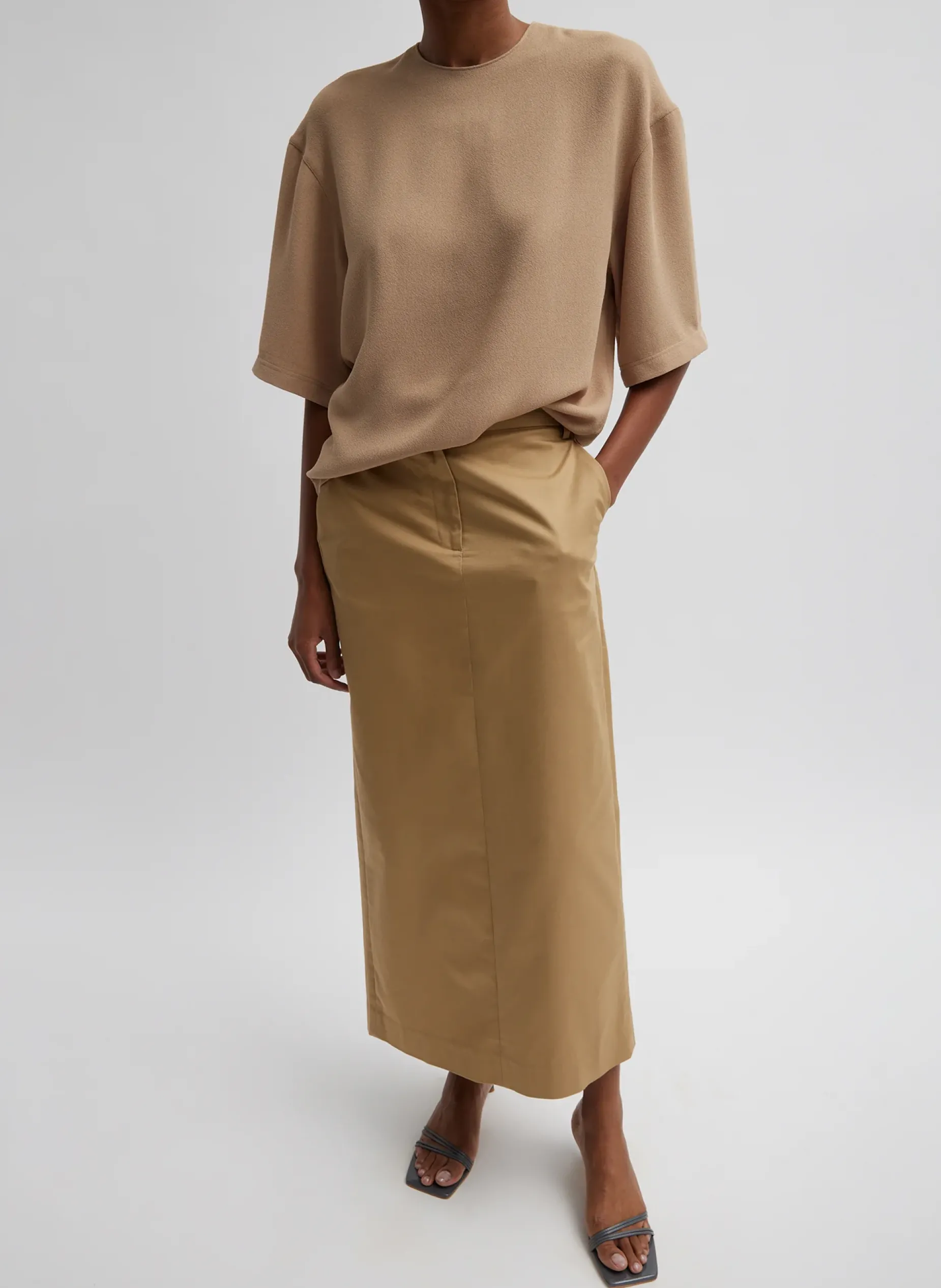 Tops>Tibi Pebble Sable Easy T-Shirt Granola