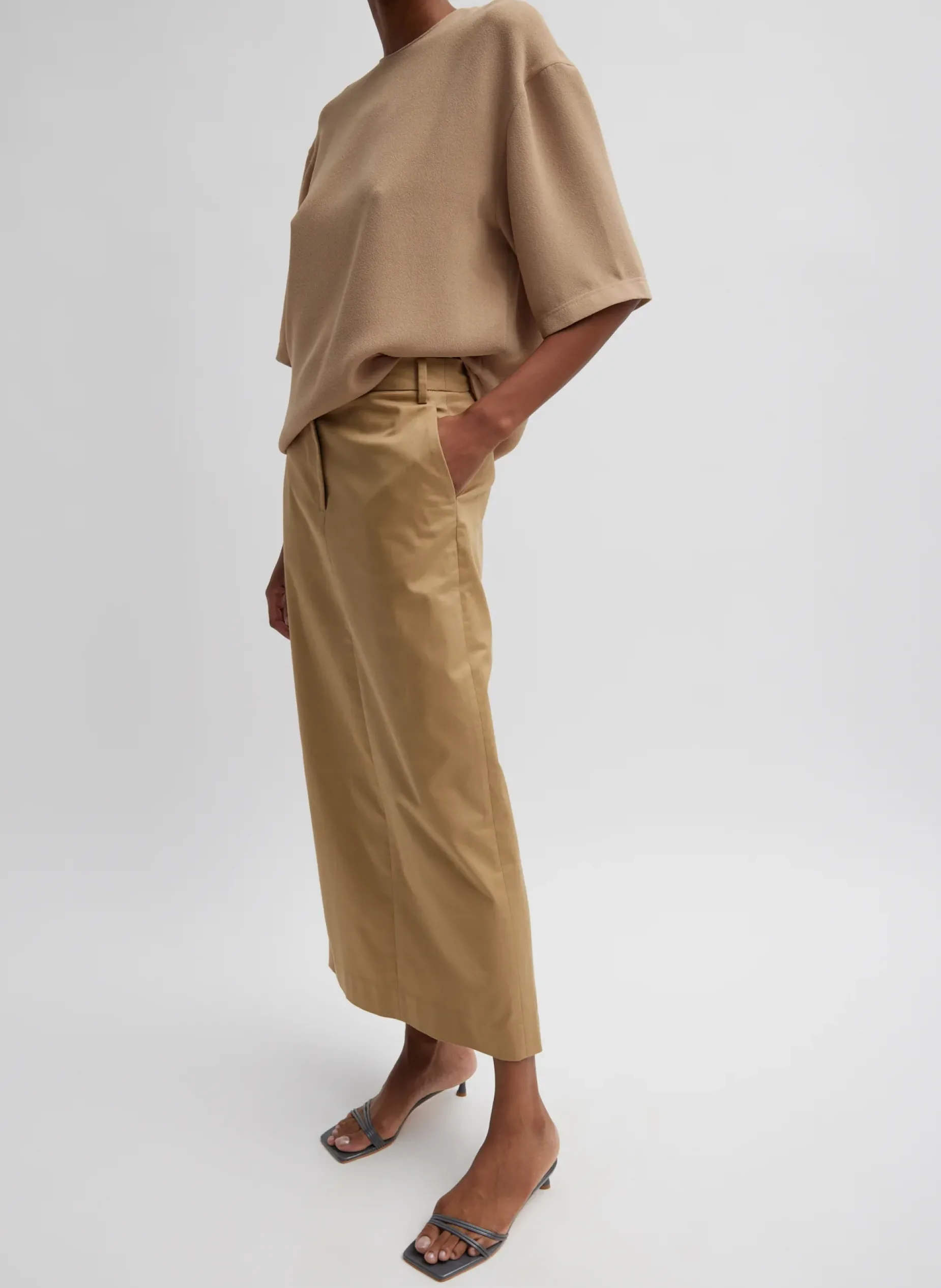 Tops>Tibi Pebble Sable Easy T-Shirt Granola