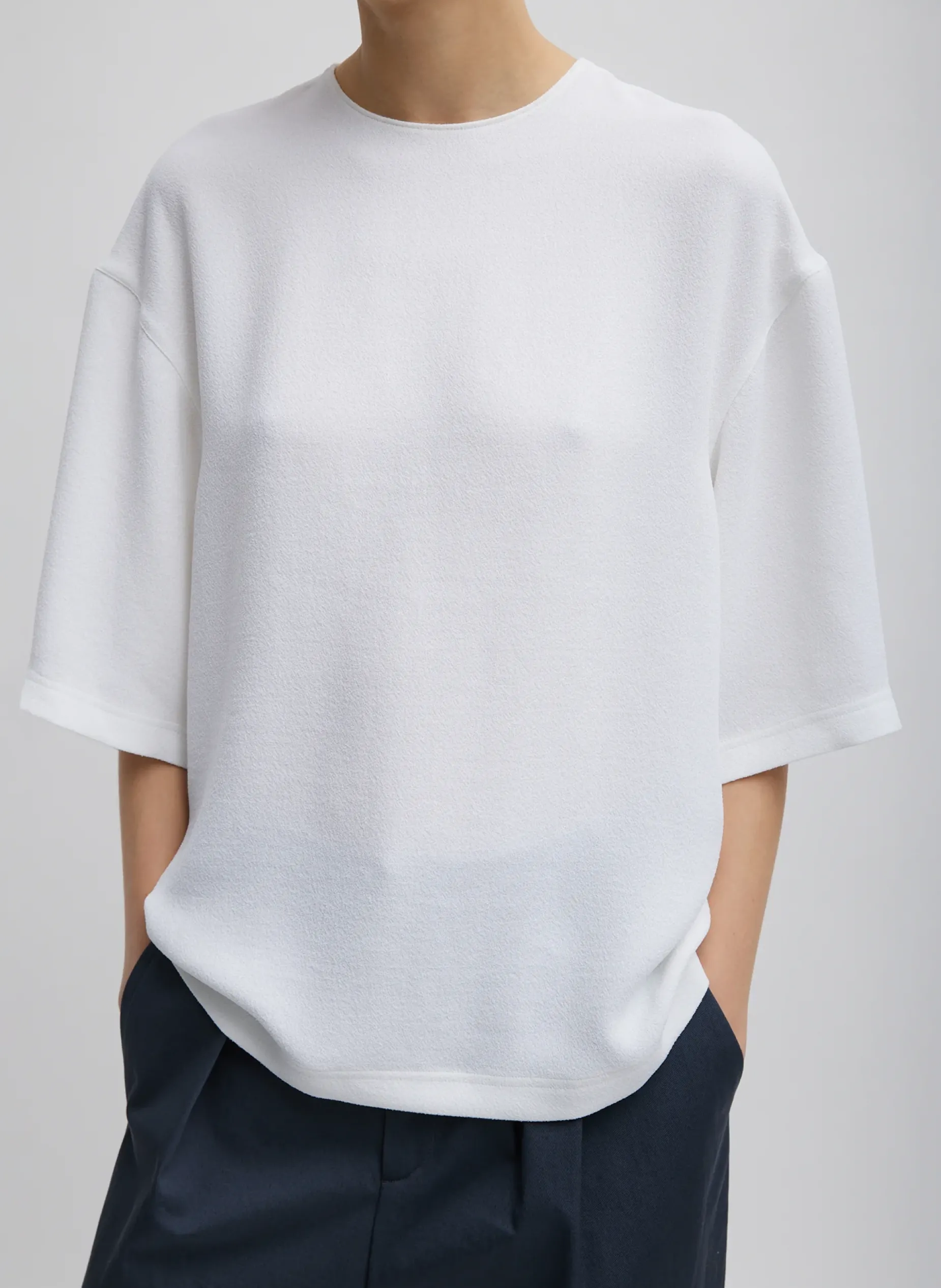 Tops>Tibi Pebble Sable Easy T-Shirt White