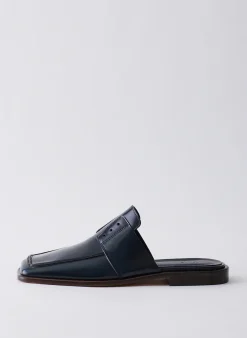 Flats>Tibi Pedro Slide Square Toe Loafer Navy