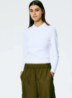 Knitwear & Sweatshirts|Tops>Tibi Perfect Shrunken V-Neck T-Shirt White