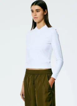 Knitwear & Sweatshirts|Tops>Tibi Perfect Shrunken V-Neck T-Shirt White
