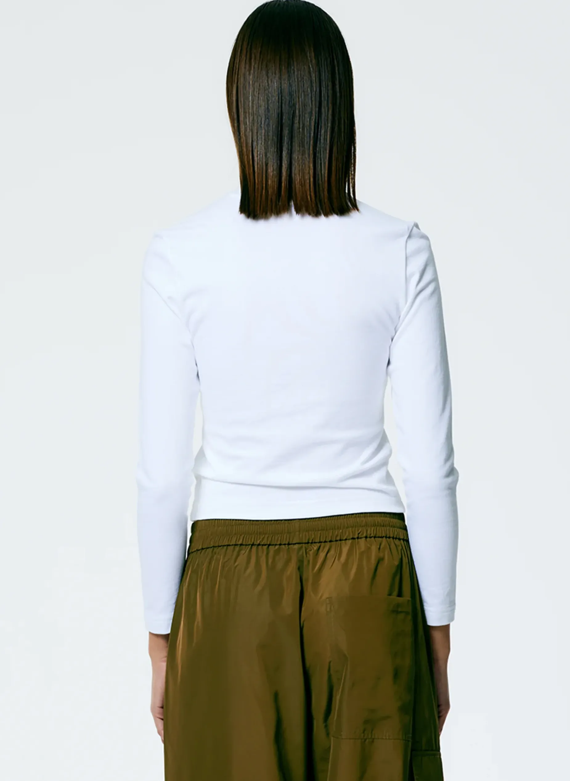 Knitwear & Sweatshirts|Tops>Tibi Perfect Shrunken V-Neck T-Shirt White