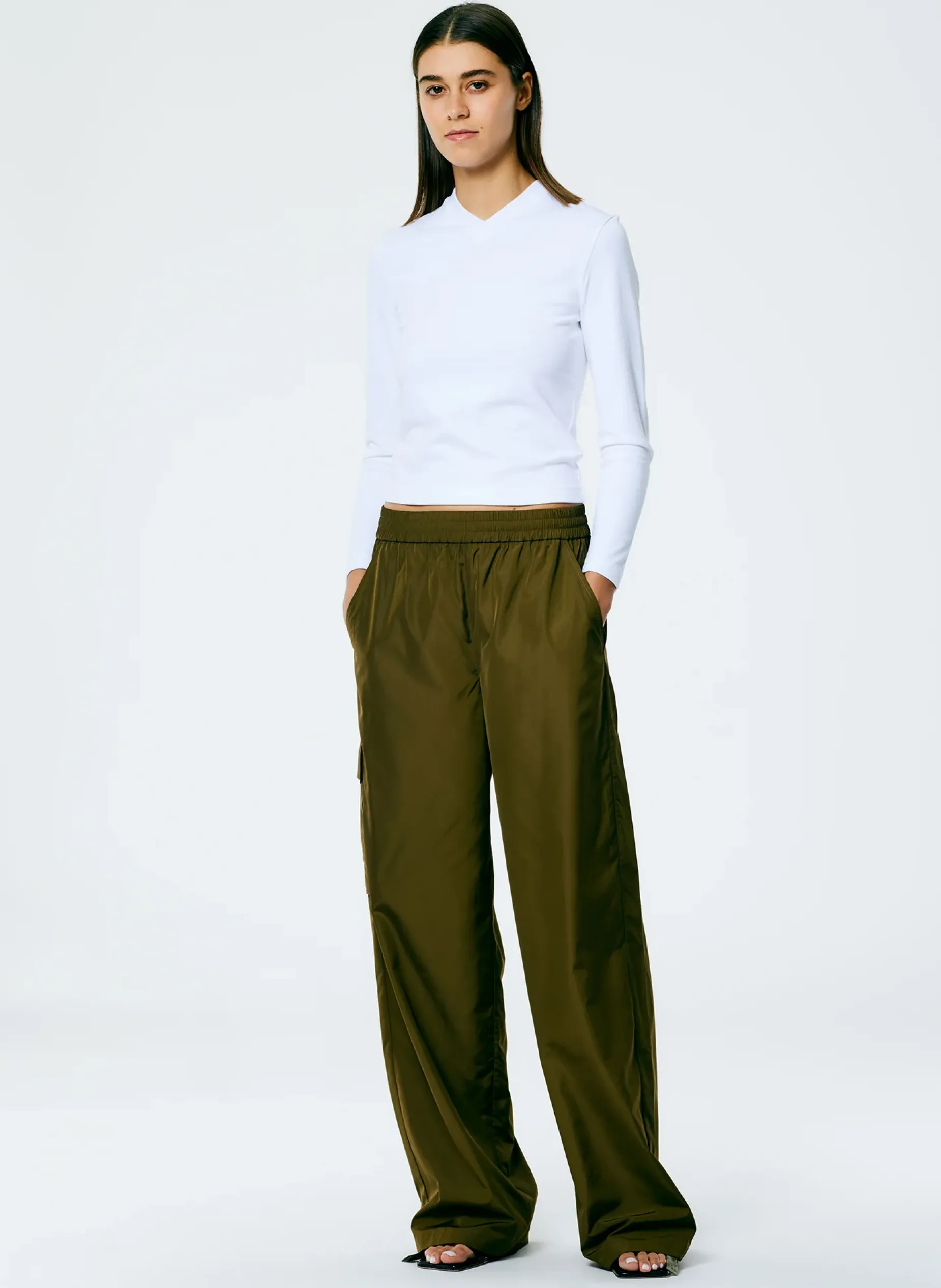 Knitwear & Sweatshirts|Tops>Tibi Perfect Shrunken V-Neck T-Shirt White