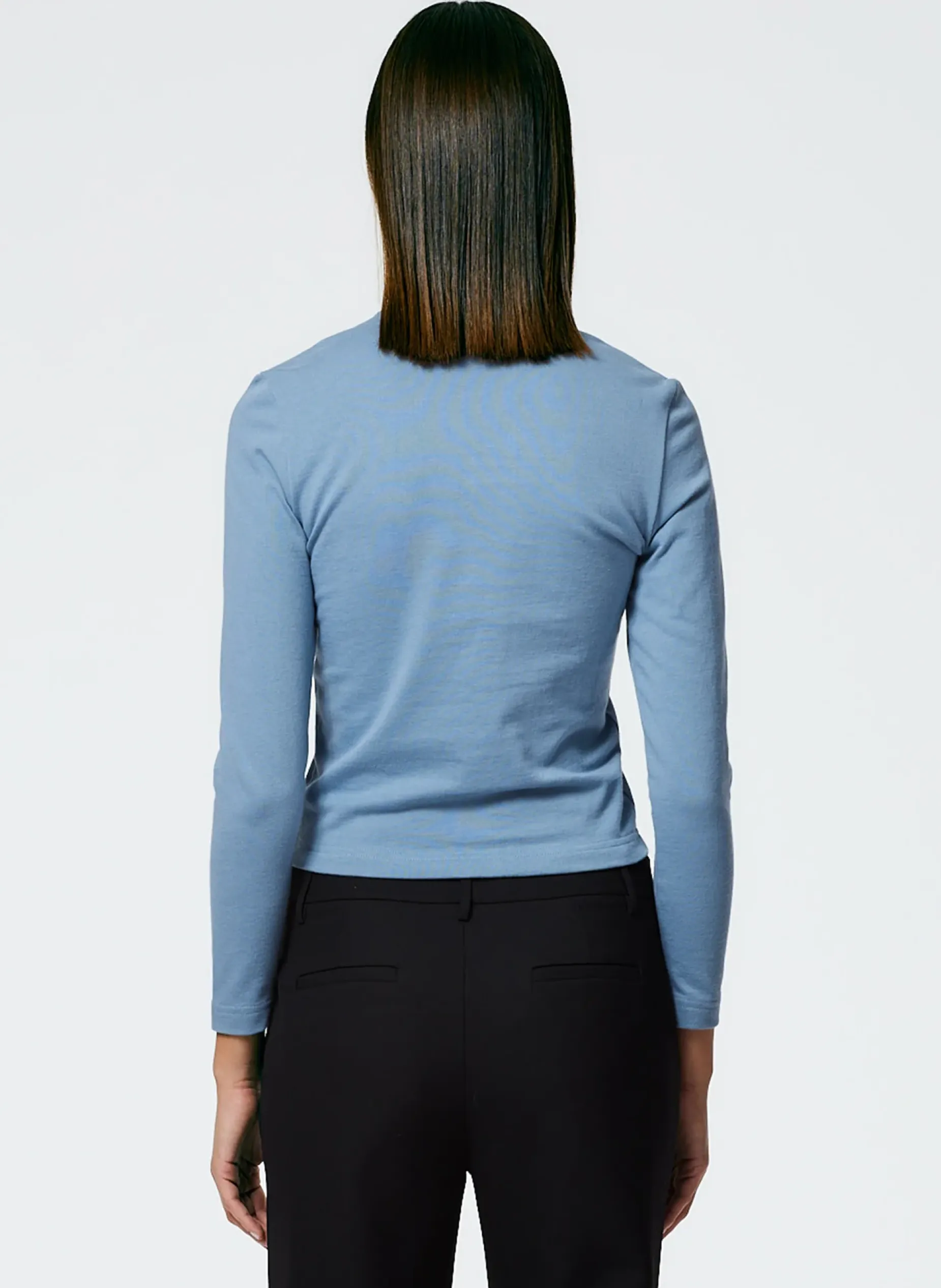 Knitwear & Sweatshirts|Tops>Tibi Perfect Shrunken V-Neck T-Shirt Blue Mist