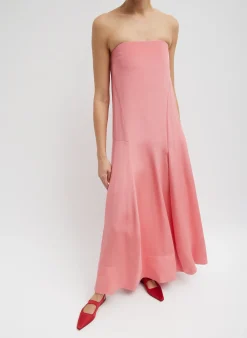 Dresses>Tibi 4-Ply Silk Strapless Sculpted Dress Pink